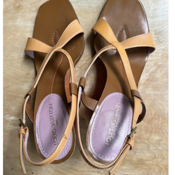 Louis Vuitton wedge sandals authentic good used condition - Picture 4 of 11